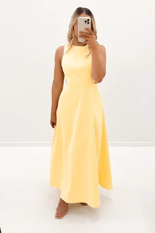 Inner Guidance Maxi Dress Lemon Fashionable Chiffon Maxi Dress