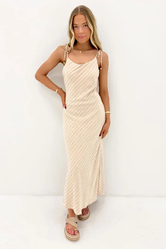 Isla Maxi Dress Natural Cozy Ruffle Sleeve Maxi Dress