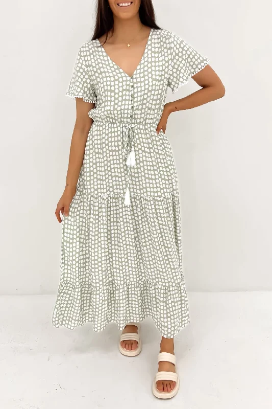 Jacky Maxi Dress Sage Pebble Elegant Velvet Maxi Dress