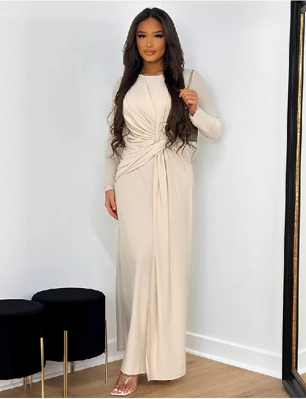 Knot Detail Maxi Dress - NAYEEMA Stylish A-Line Maxi Dress