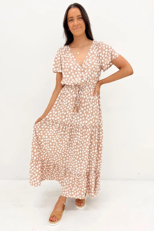 Laylah Maxi Dress Mocha Stylish Button-Up Maxi Dress