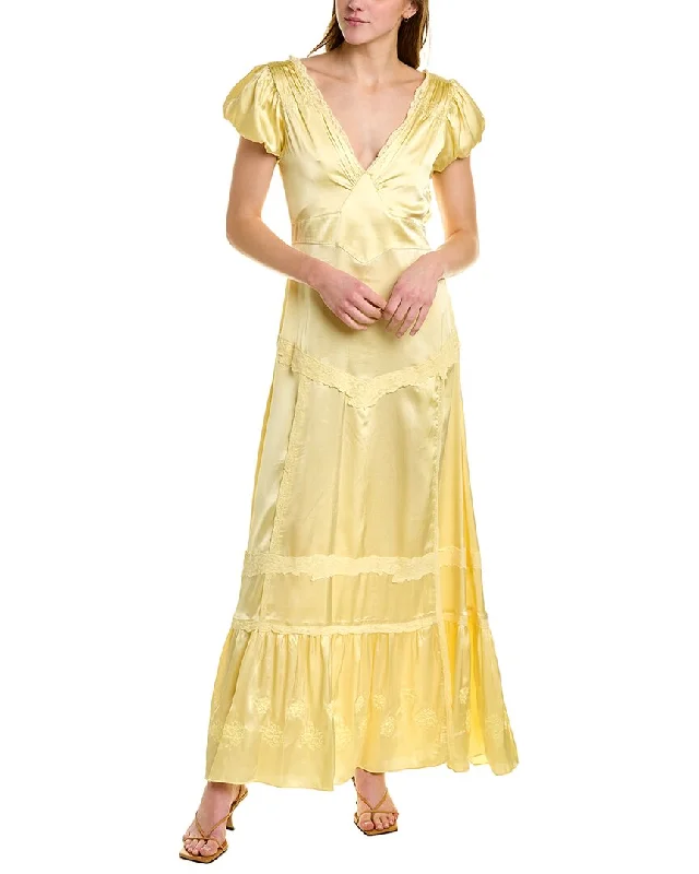 LoveShackFancy Quintessa Maxi Dress Classic V-Neck Maxi Dress