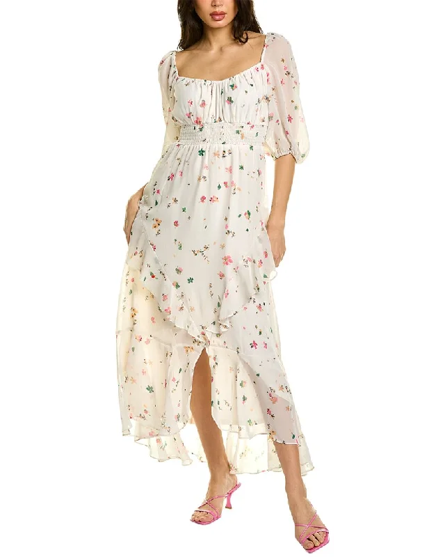 Maison Tara Chiffon Maxi Dress Trendy Fit-and-Flare Maxi Dress