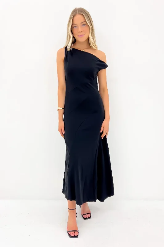 Malone Maxi Dress Black Trendy Maxi Dress with Lace