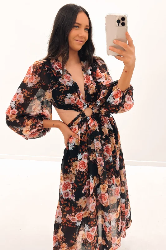 Morrison Maxi Dress Black Floral Fashionable Sleeveless Maxi Dress