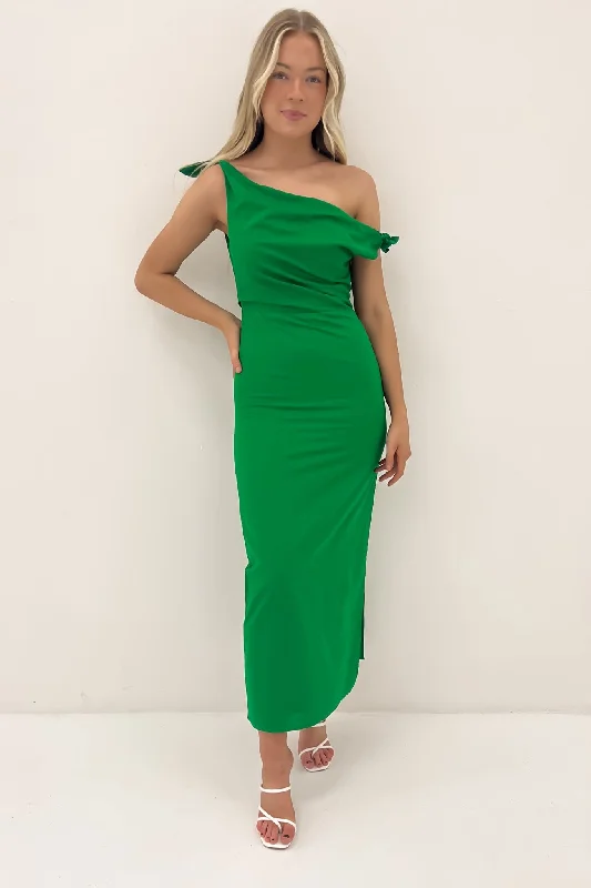 Neela Maxi Dress Green Comfortable Maxi Dress with Belt