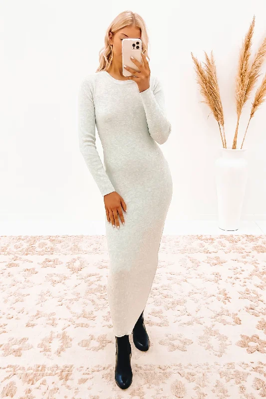Rory Maxi Dress Grey Comfortable Long-Sleeve Maxi Dress