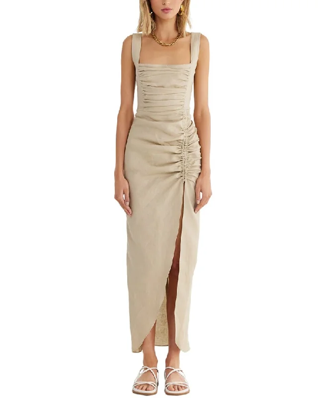 Rumer Estelle Square Neck Maxi Dress Elegant Maxi Dress with Drapes