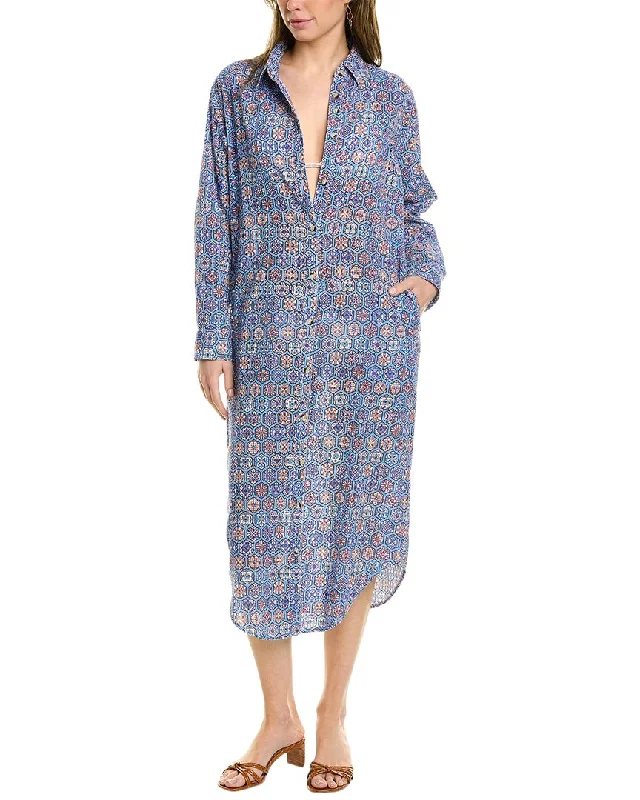 Solid & Striped The Oxford Maxi Dress Stylish Pleated A-Line Maxi Dress