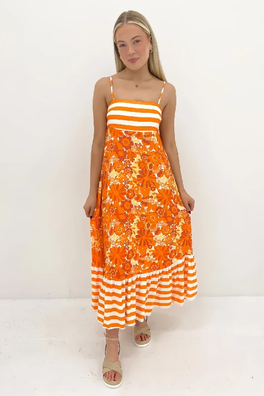 Tarney Maxi Dress Orange Elegant Tiered Maxi Dress