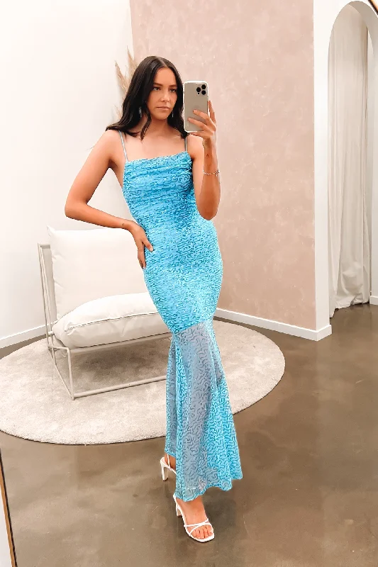 Tatum Maxi Dress Blue Elegant Maxi Dress with Slit