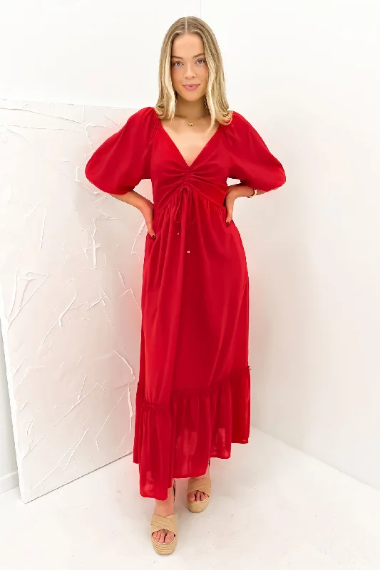 Tayten Maxi Dress Red Elegant Boho Maxi Dress