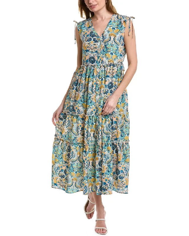tyler böe Beky Silk Maxi Dress Fashionable Maxi Dress with Fringe