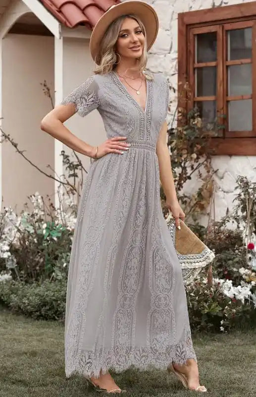 Women’s Fill Your Heart Lace Maxi Dress Stylish Boho Chic Maxi Dress