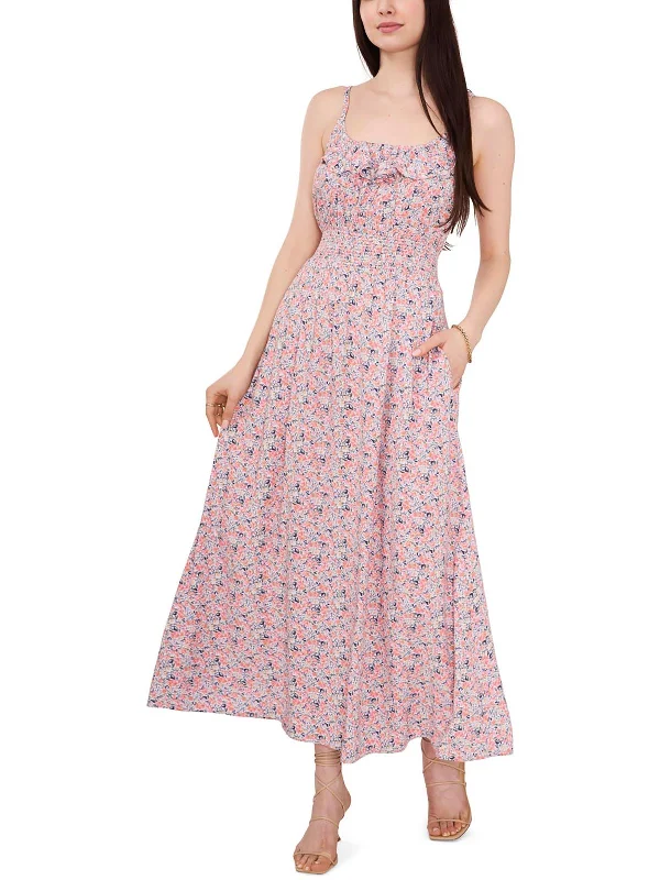 Womens Floral Print Ruffled Maxi Dress Elegant Velvet Maxi Dress