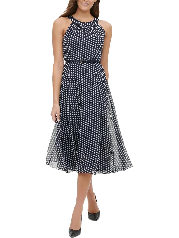Womens Polka Dot Sleeveless Maxi Dress Trendy Maxi Dress with Belt