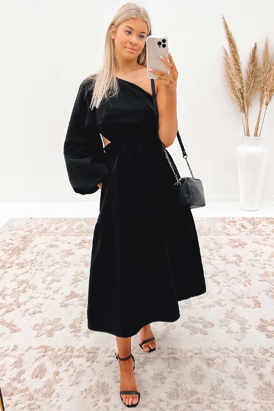 You Got It Maxi Dress Black Elegant Silk Maxi Dress