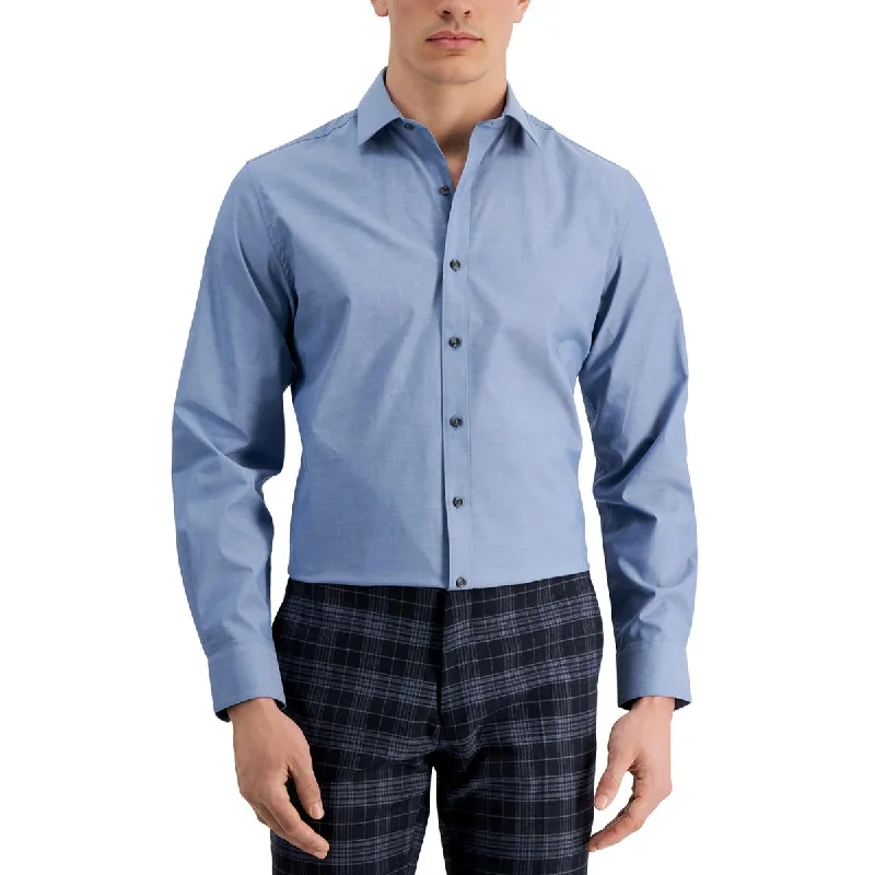 Bar III Mens   Knit Cotton Button-Down Shirt Classic Basic Short Shirt