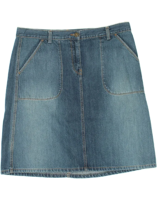BENETTON Womens Denim Skirt IT 48 XL W36  Blue Cotton chiffon skirt flowing