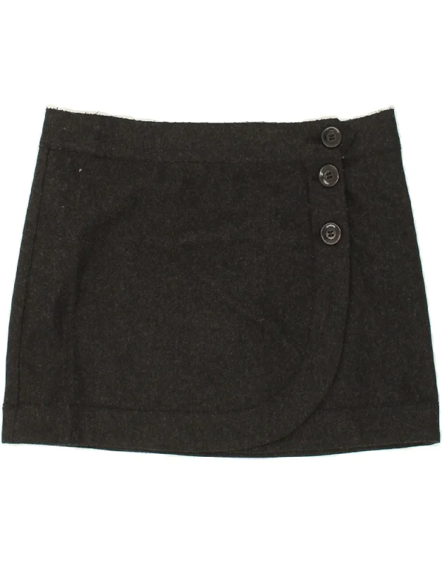 BENETTON Womens Mini Skirt IT 44 Medium W30  Grey Wool velvet skirt glossy
