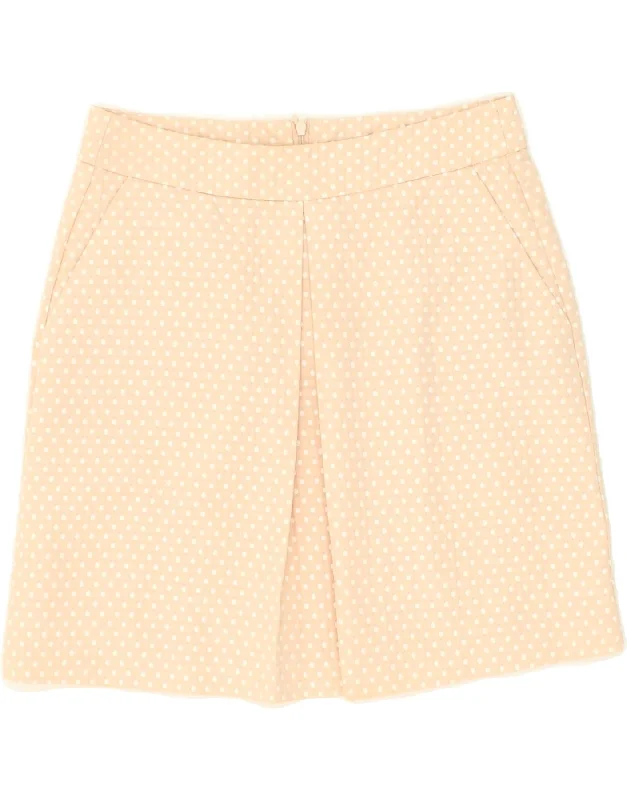 BENETTON Womens Mini Skirt UK 8 Small W28  Beige Polka Dot Polyester leather skirt refined