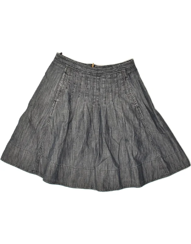 BENETTON Womens Pleated Denim Skirt W28 Medium  Grey leather skirt refined