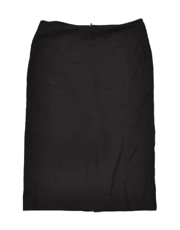 BENETTON Womens Straight Skirt IT 38 XS W28 Black Wool silk skirt elegant