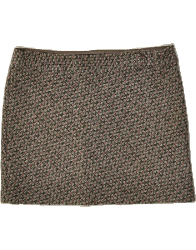 BENETTON Womens Straight Skirt W34 Large Grey Flecked corduroy skirt cozy