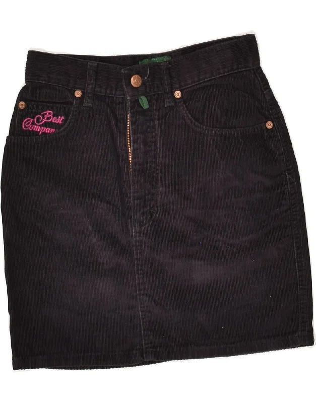 BEST COMPANY Womens Corduroy Skirt W27 Small Black Cotton denim skirt casual