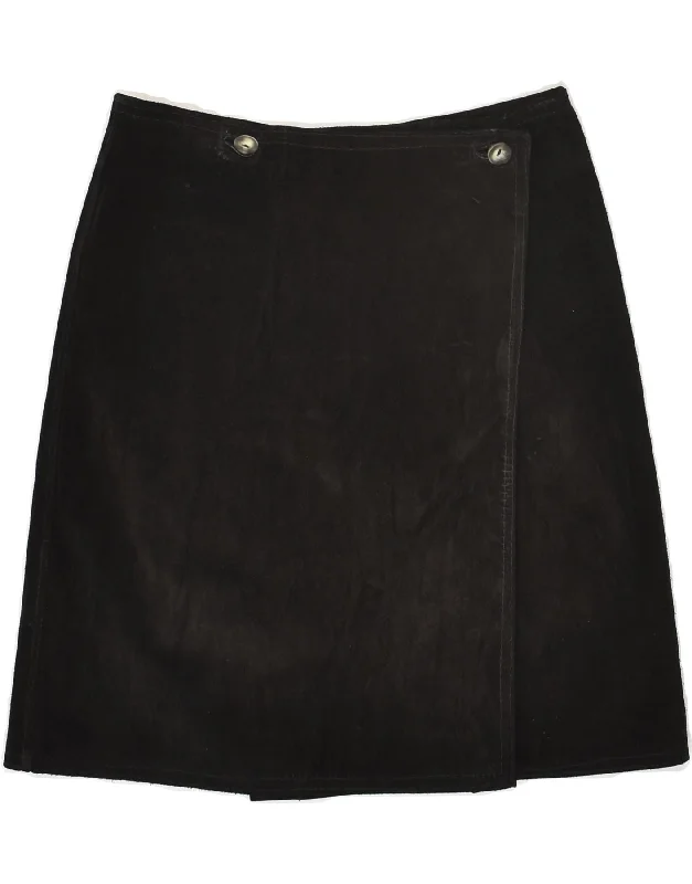 BOMBOOGIE Womens Suede Wrap Skirt IT 44 Medium W26  Black Suede silk skirt sleek