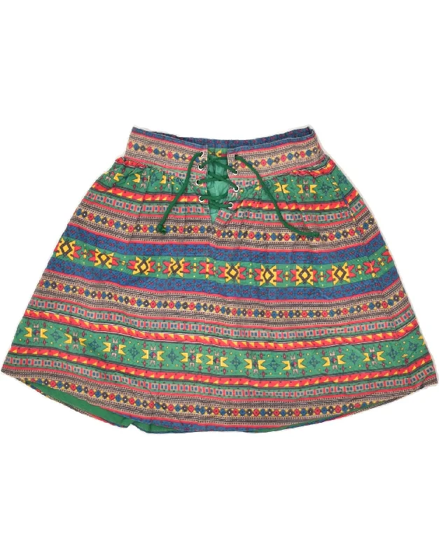 CACHAREL Womens Mini Skirt UK 4 XS W22 Multicoloured Fair Isle Cotton pleated skirt texture CACHAREL Womens Mini Skirt UK 4 XS W22 Multicoloured Fair Isle Cotton pleated skirt texture