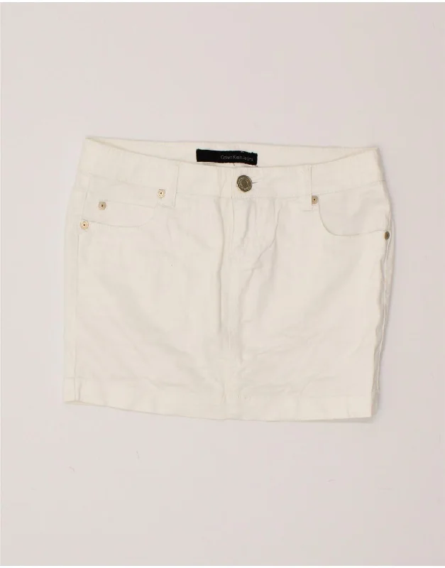 CALVIN KLEIN JEANS Womens Denim Skirt W26 Small White Cotton cashmere skirt soft