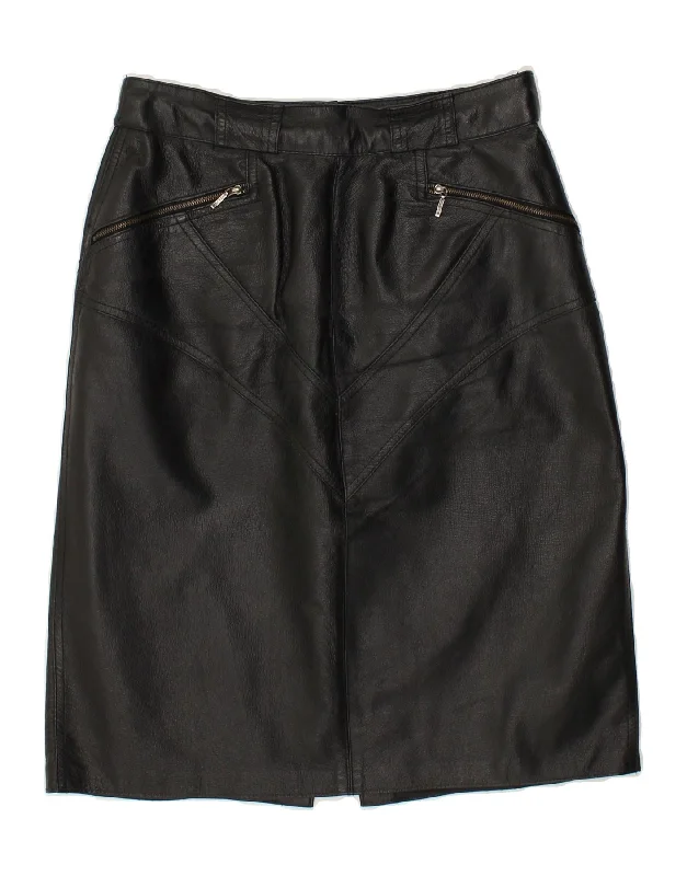 CANDA Womens Leather Skirt W26 Small Black Leather wool skirt breathable