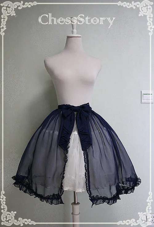 Chess Story~Peach blossom And Snow~Sweet Lolita Bow Overskirt Multicolor wrap skirt elegant Chess Story~Peach blossom And Snow~Sweet Lolita Bow Overskirt Multicolor wrap skirt elegant