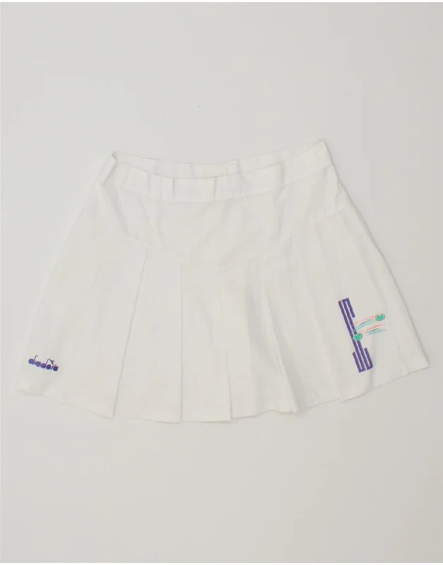 DIADORA Womens Graphic Tennis Skirt UK 14 Large W32 White Polyester lace skirt romantic