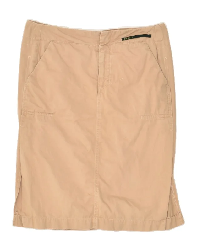 DIESEL Womens Straight Skirt W26 Small Beige Cotton patchwork skirt art