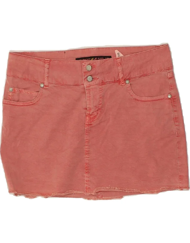 DKNY Womens Low Waist Denim Skirt W32 Medium  Pink Cotton tiered skirt playful