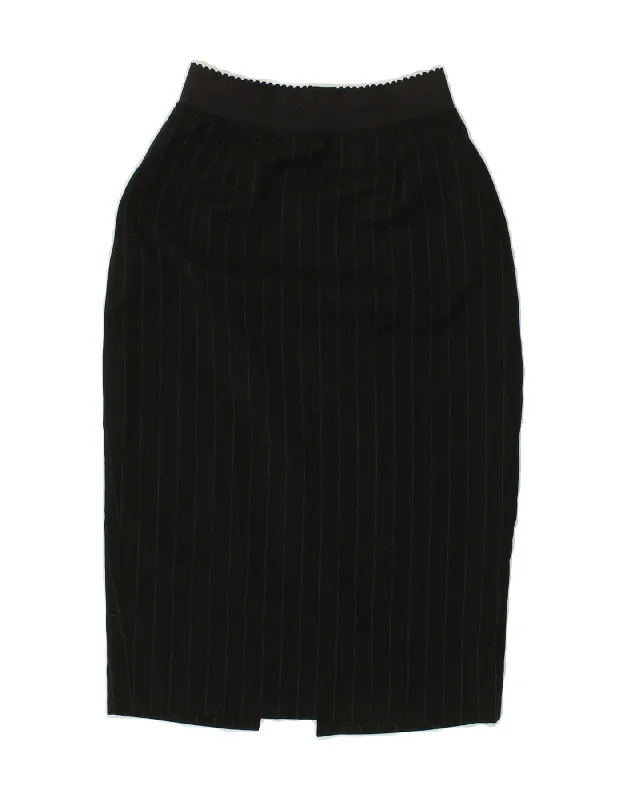 DOLCE & GABBANA Womens Pencil Skirt IT 38 Small W22 Black Pinstripe flowy skirt hem