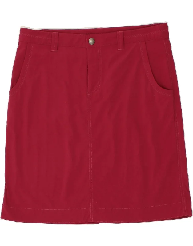 EDDIE BAUER Womens A-Line Skirt US 10 Large W34 Burgundy Nylon silk skirt luxurious