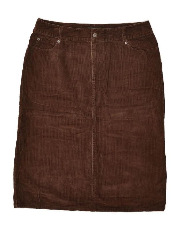 EDDIE BAUER Womens Corduroy Skirt UK 14 Large W32 Brown Cotton floral skirt print