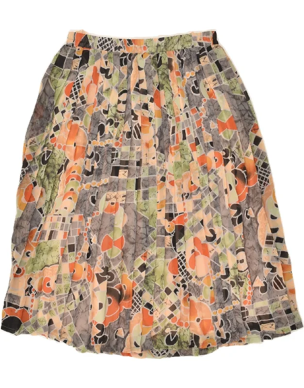 FRANKENWALDER Womens Abstract Pattern Pleated Skirt IT 40 Small W27 Beige patchwork skirt art FRANKENWALDER Womens Abstract Pattern Pleated Skirt IT 40 Small W27 Beige patchwork skirt art