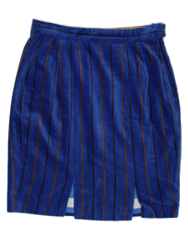 GENNY Womens Velvet Pencil Skirt IT 42 Medium W28 Blue Striped Cotton corduroy skirt durable