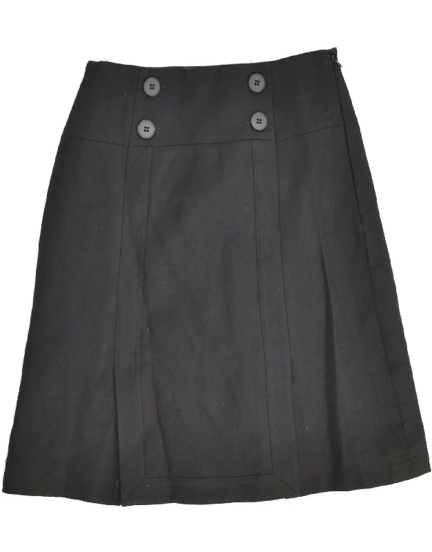 HOBBS Womens A-Line Skirt UK 8 Small W26 Navy Blue Wool elastic waist skirt