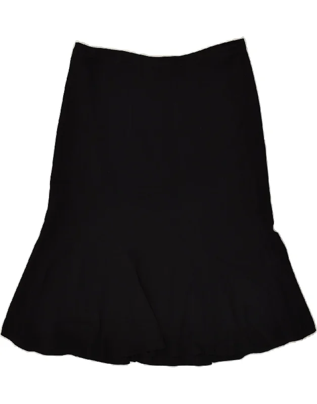 JIGSAW Womens Trumpet Skirt UK 12 Medium W32 Black Wool satin skirt smooth