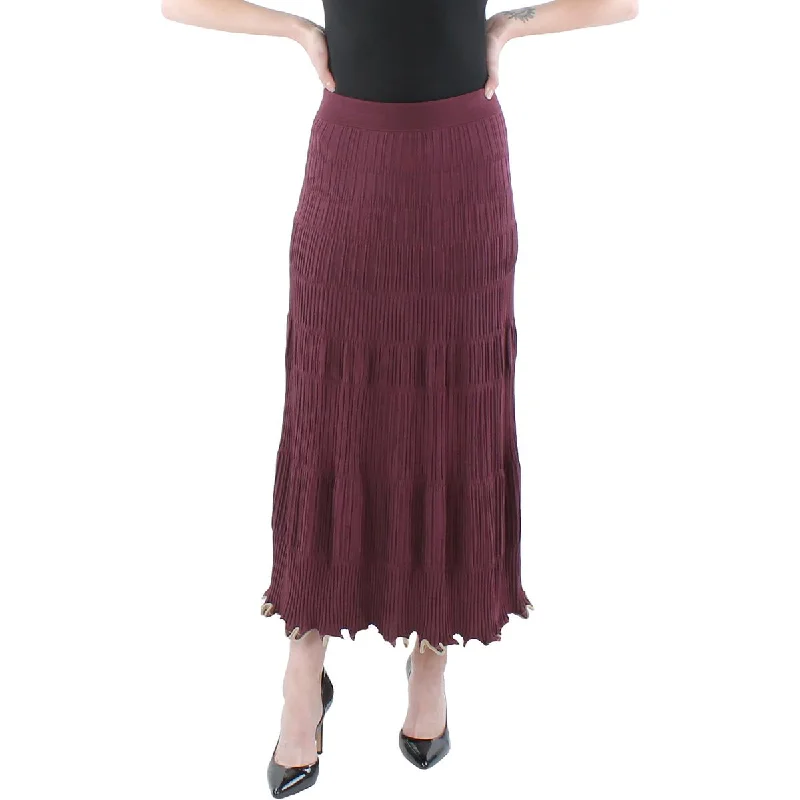 Jonathan Simkhai Womens Malia Ribbed Pull On Midi Skirt wool skirt breathable