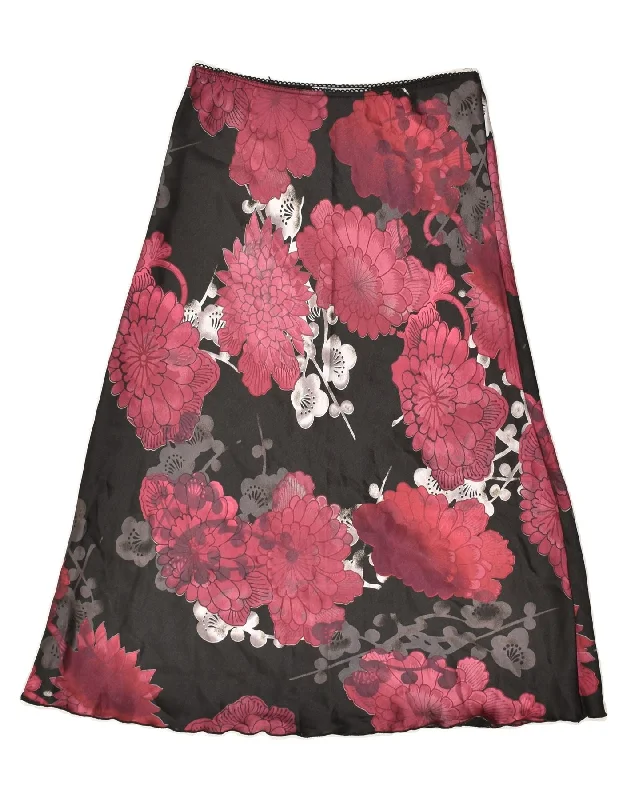 LA BELLE CHOSE Womens Graphic A-Line Skirt US 3 XS W24 Black Floral asymmetrical skirt cut LA BELLE CHOSE Womens Graphic A-Line Skirt US 3 XS W24 Black Floral asymmetrical skirt cut