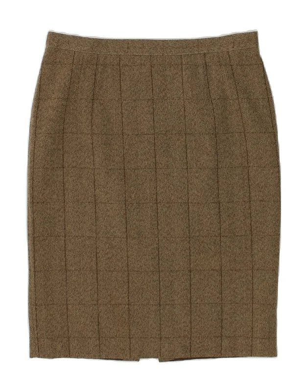 LUISA SPAGNOLI Womens Straight Skirt IT 44 Medium W32 Brown Check floral skirt print LUISA SPAGNOLI Womens Straight Skirt IT 44 Medium W32 Brown Check floral skirt print