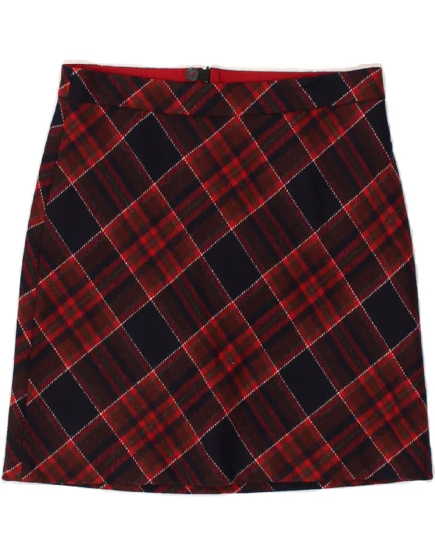 MARC O'POLO Womens Mini Skirt W29 Medium Red Check Virgin Wool linen skirt relaxed
