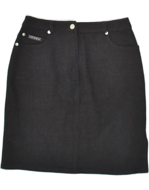 MARELLA Womens Straight Skirt W28 Medium  Black leather skirt bold