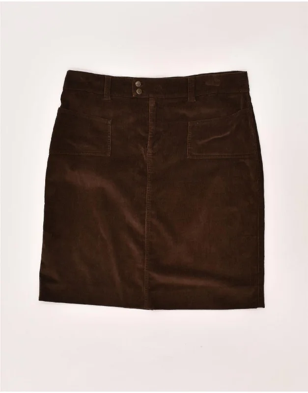 MARLBORO CLASSICS Womens Corduroy Skirt EU 44 XL W36 Brown Cotton satin skirt smooth